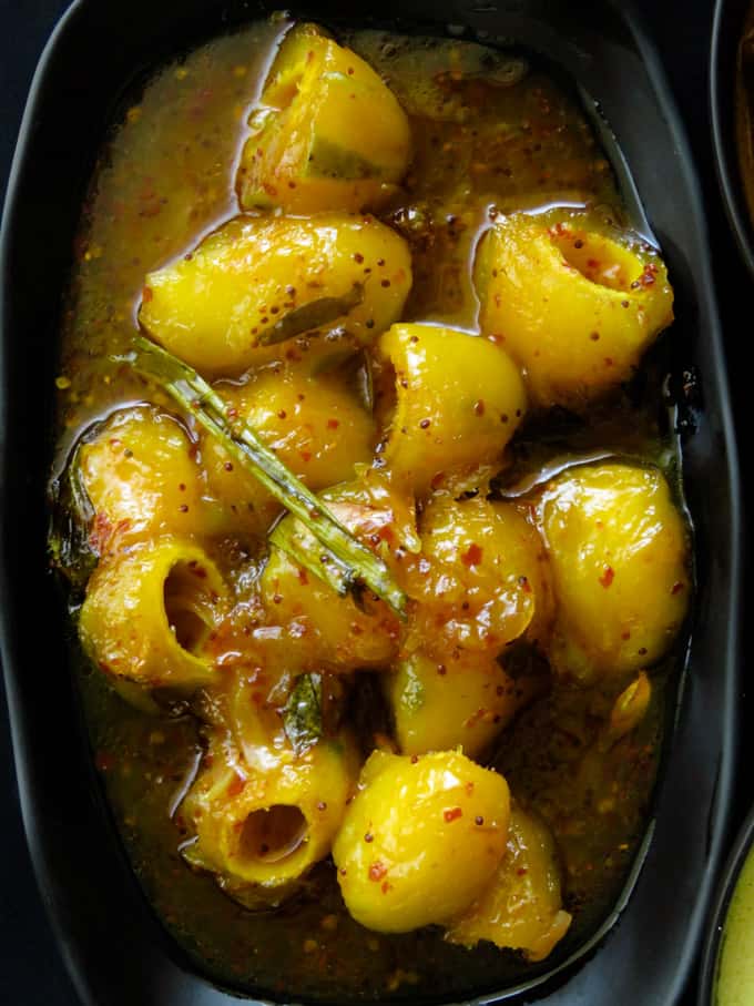 Sweet and spicy mango curry cooked for a sri lankan meal plan.