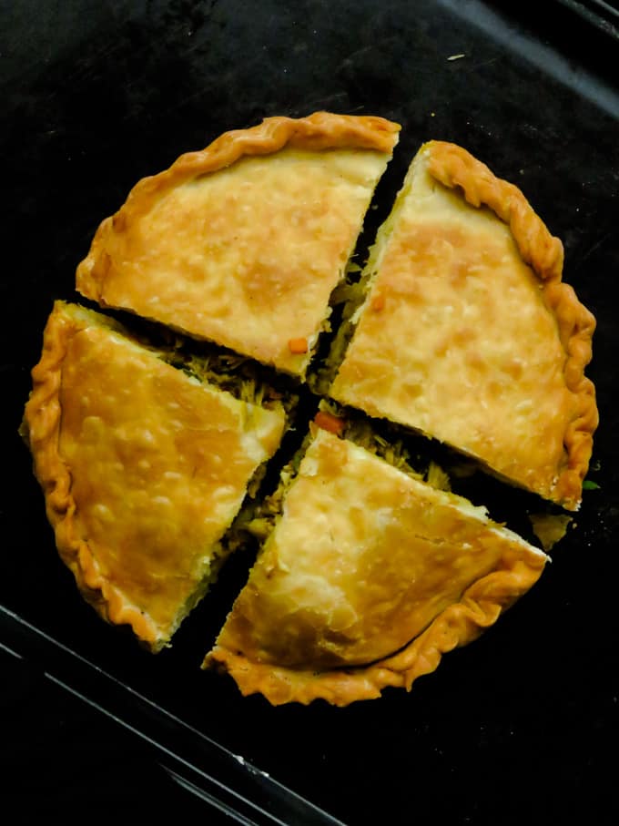 Sri Lankan adukku roti cut into four