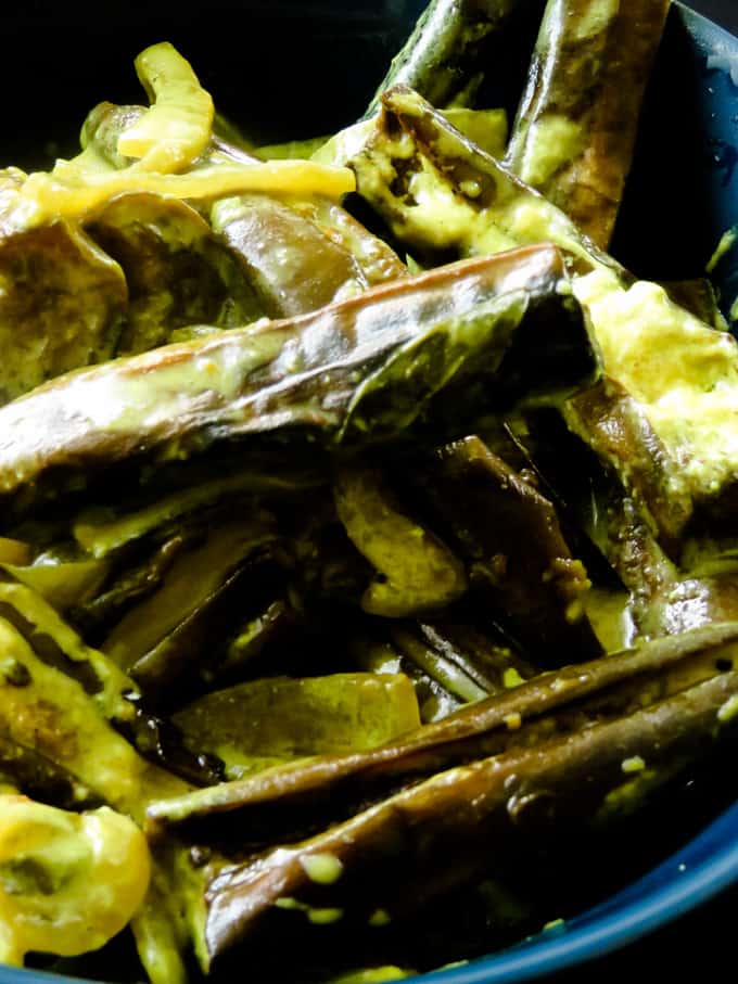 Sri Lankan creamy (brinjal)eggplant curry. The easiest eggplant/brinjal curry you will ever make. This tasty brinjal recipe comes to you courtesy of my mother-in-law. It's a staple vegan, eggplant curry on most of her festive menus. Sri Lankan creamy (brinjal)eggplant curry. The easiest eggplant/brinjal curry you will ever make. This tasty brinjal recipe comes to you courtesy of my mother-in-law. It's a staple vegan, eggplant curry on most of her festive menus.