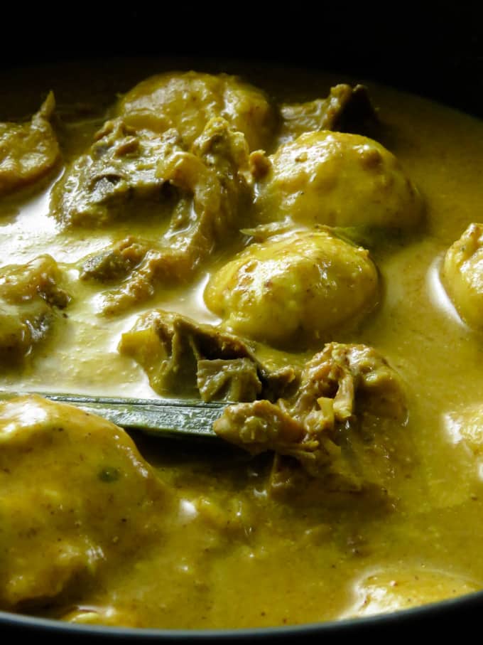 CHICKEN AND DUMPLINGS CURRY(THAKKADI). A chicken and dumplings recipe for those of you who would love a curry version.