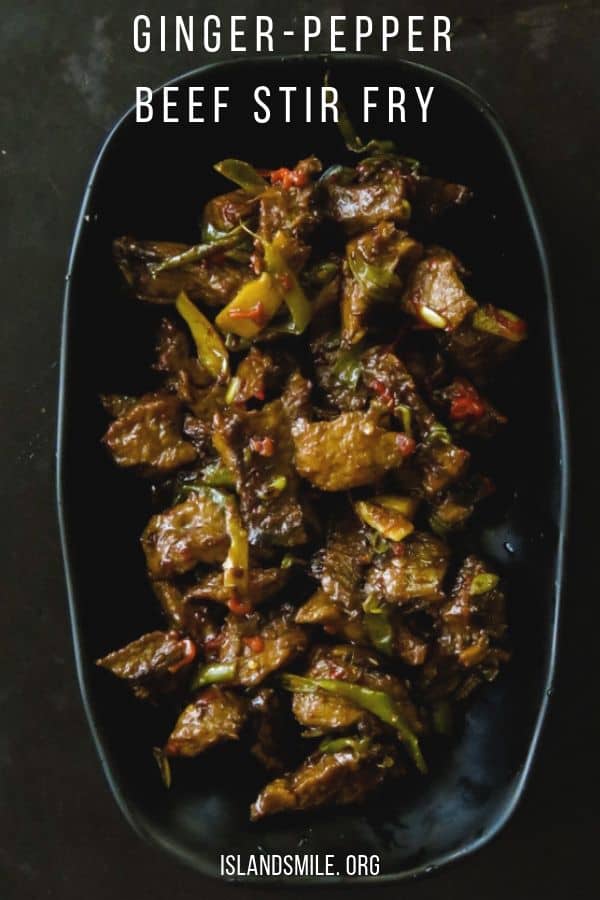 crispy beef stir fry in ginger-pepper sauce. Soy sauce marinated beef slices, fried until they turn crispy then cooked in ginger-pepper sauce to give you a tasty beef stir fry to enjoy with a bowl of rice or noodles.