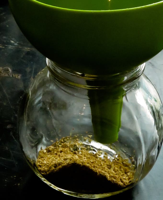 using a funnel to transfer to a bottle. using a funnel to transfer to a bottle.