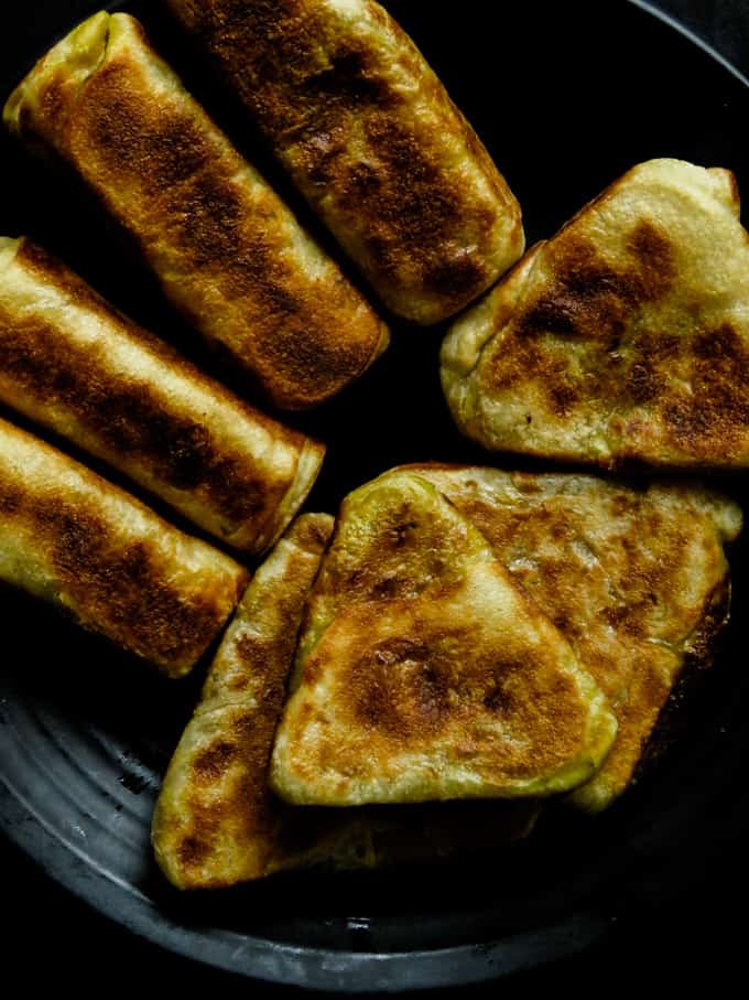 platter of vegetable roti.