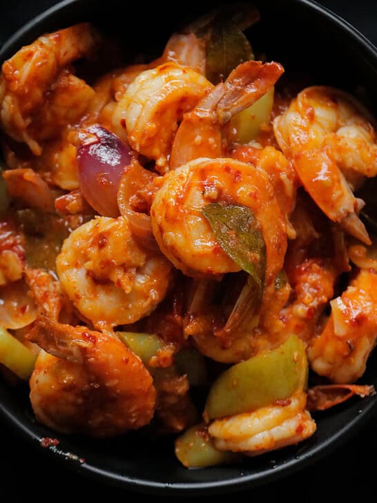 spicy devilled prawns sri lankan style
