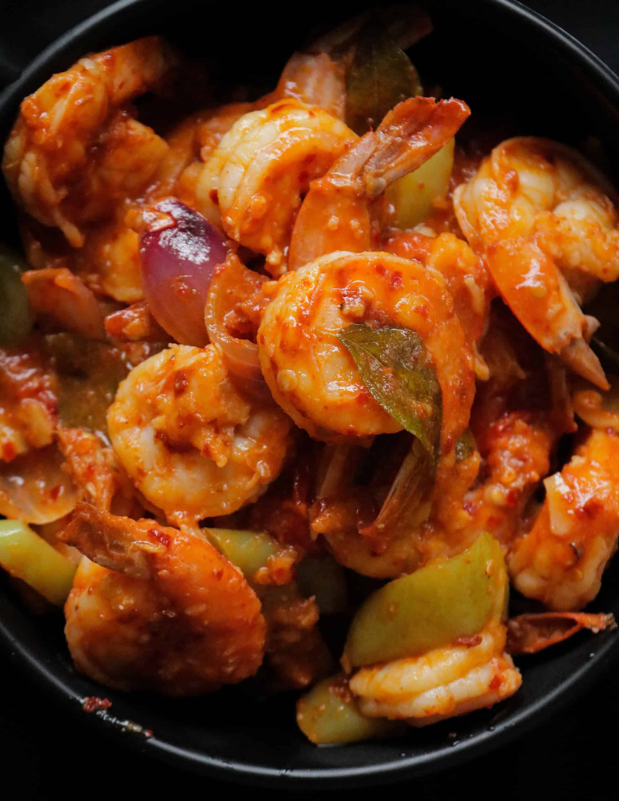spicy devilled prawns sri lankan style