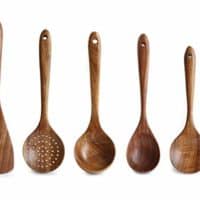 Wooden Utensils Set for Kitchen, Messon Handmade Natural Teak Cooking Spoons Wooden Spatula for Nonstick Cookware, 7 Set