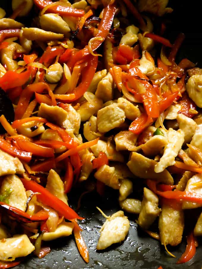 fried chicken and stir fried veggies for lo mein.islandsmile.org