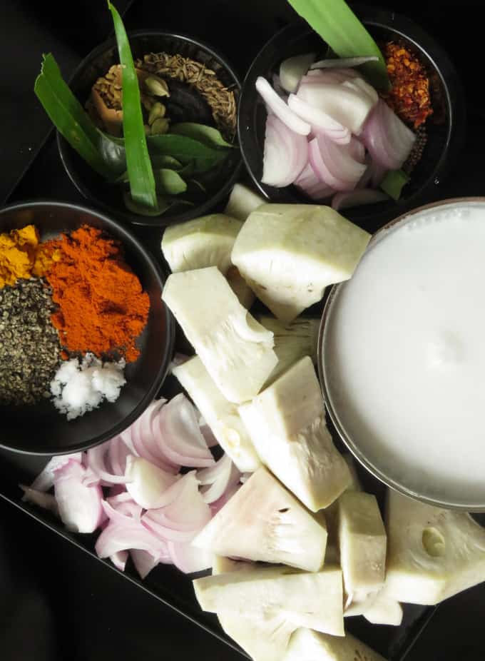 Ingredients for Jackfruit curry.