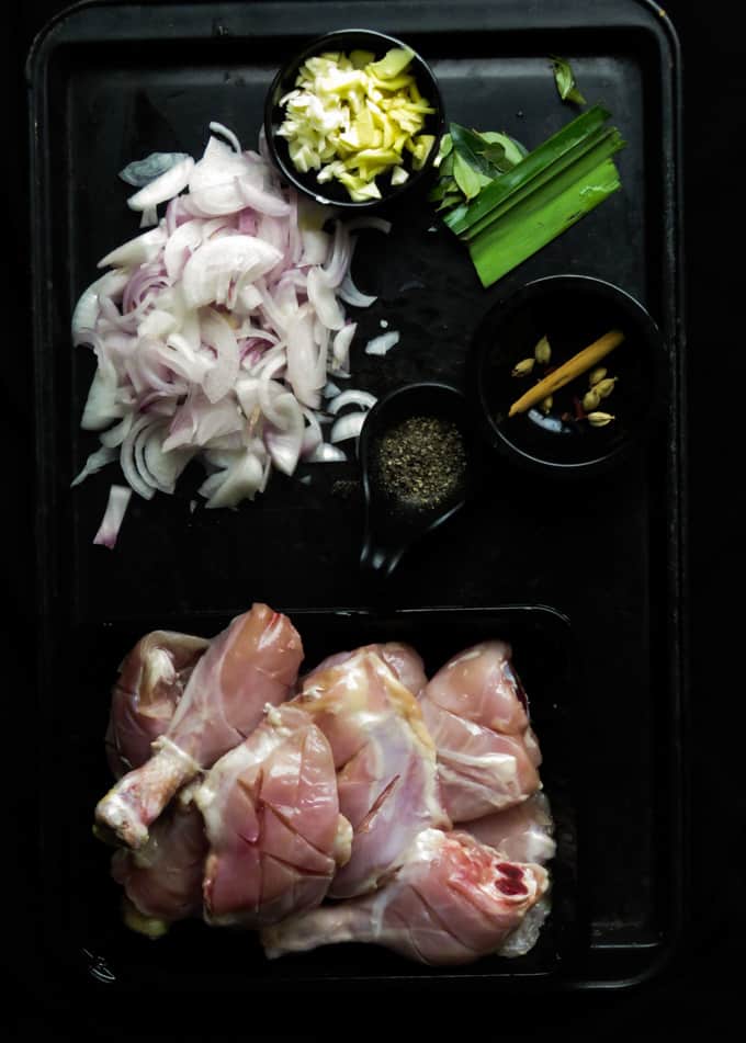 ingredients for the vinegar chicken.