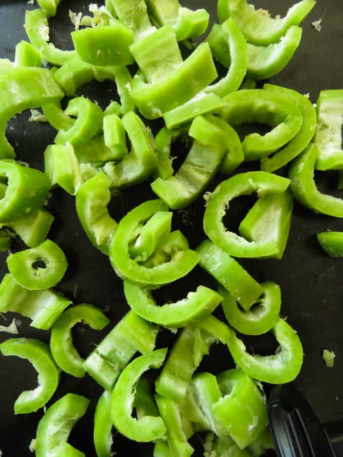 slicing the snake gourd.