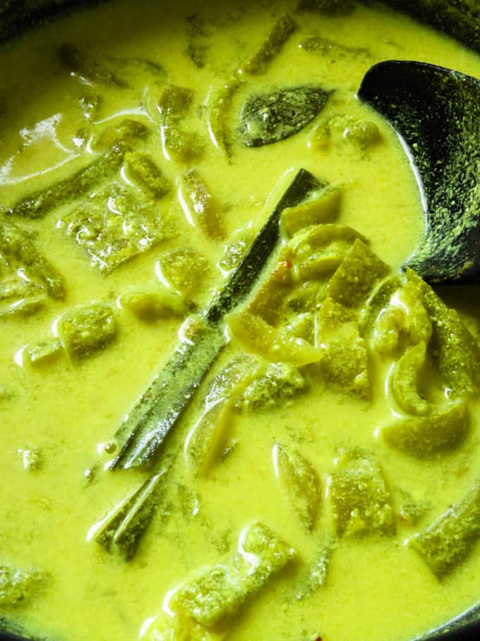 snake gourd curry in coconut milk.