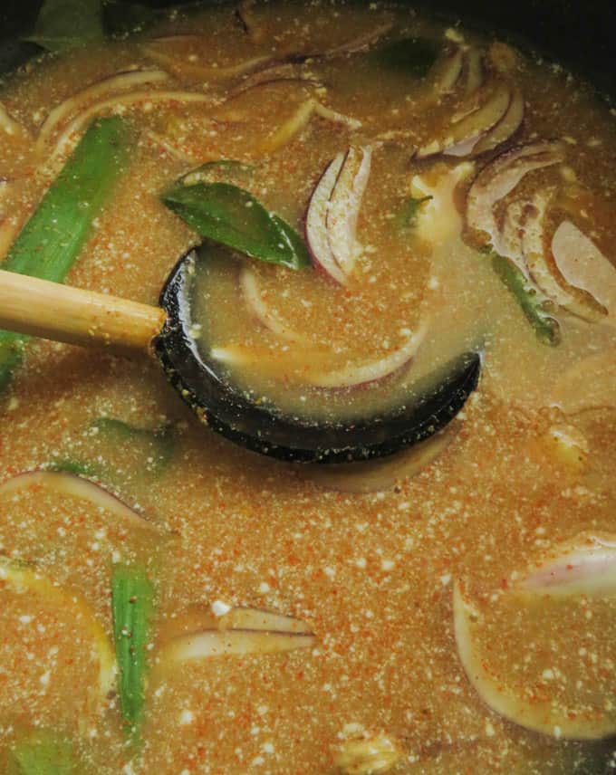thin coconut milk gravy with spices.