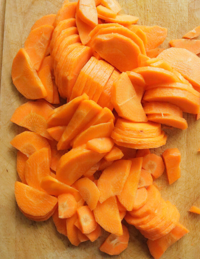 sliced carrot on a chopping board