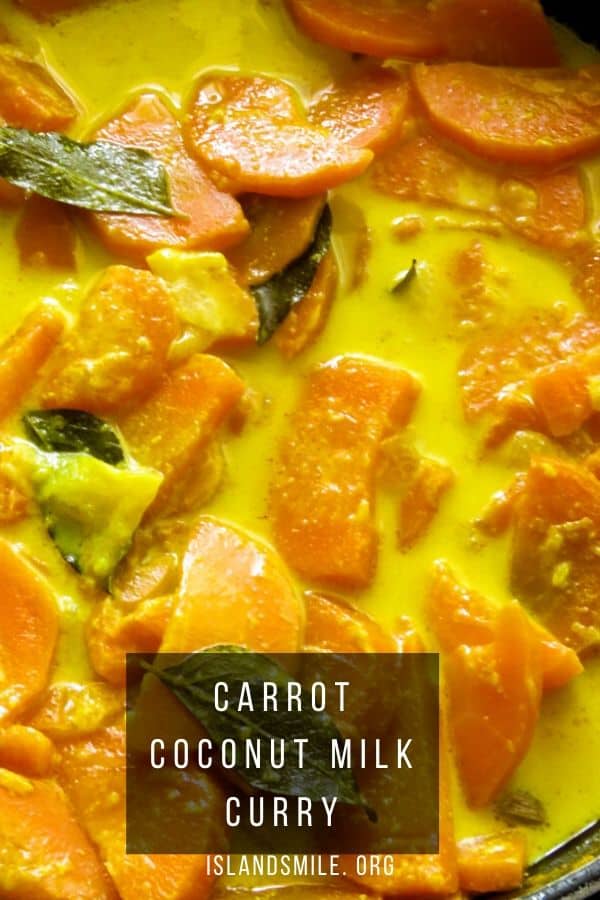 A sri lankan carrot coconut milk curry. a creamy non dairy, vagan and vegetarian side dish. kids will enjoy this simple dish with a bowl of rice.