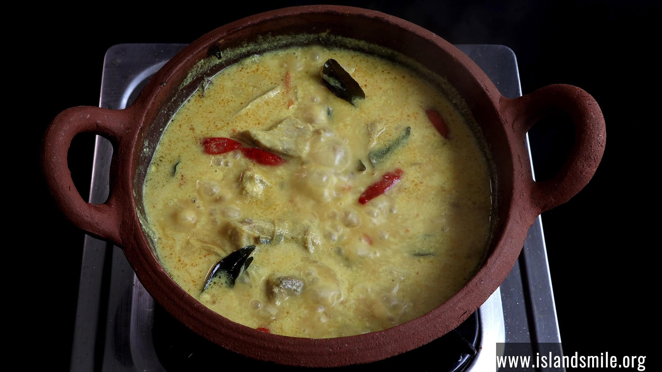 cooked creamy white fish curry.