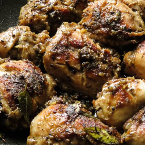 vinegar chicken pan fried with crushed black pepper. ISLAND SMILE