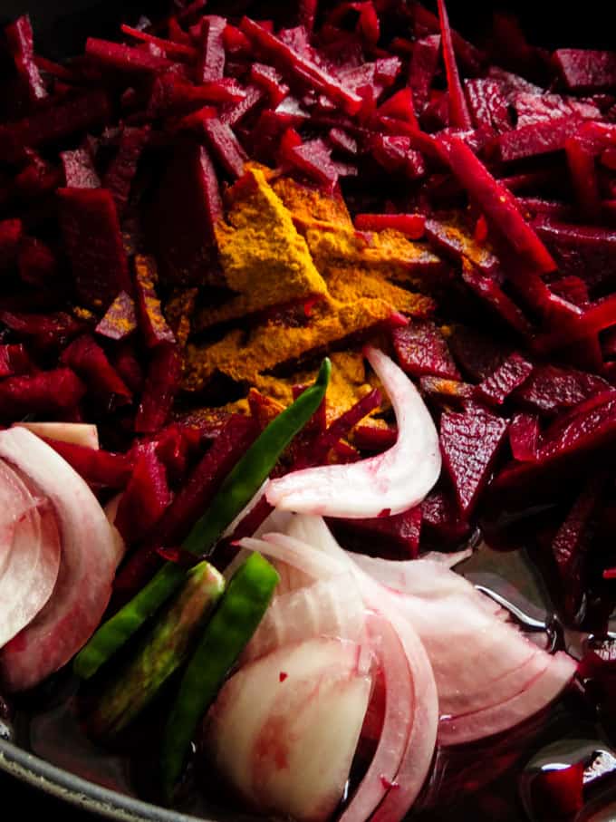 beetroot with the cooking ingredients.