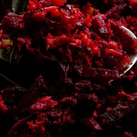 coconut and beetroot mallung(stir-fry).