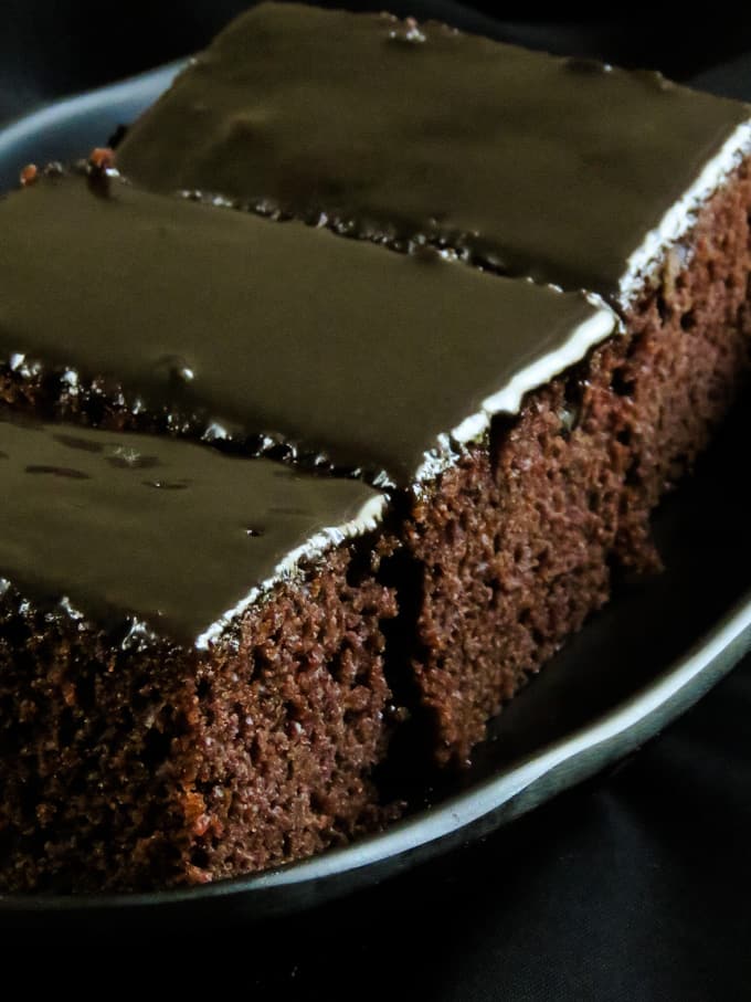 pieces of dairy free chocolate cake.