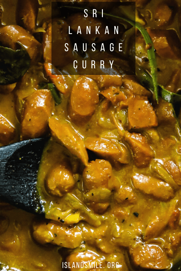 Sri Lankan sausage curry. A simple and easy to make sausage curry with Sri Lankan spices and coconut milk. The curried sausages are not too spicy or mild but have a strong curry flavor. Sri Lankan sausage curry. A simple and easy to make sausage curry with Sri Lankan spices and coconut milk. The curried sausages are not too spicy or mild but have a strong curry flavor.