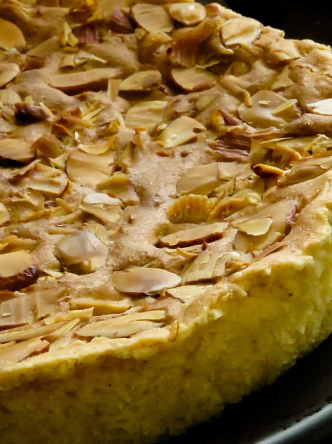 close up of an almond butter cake.