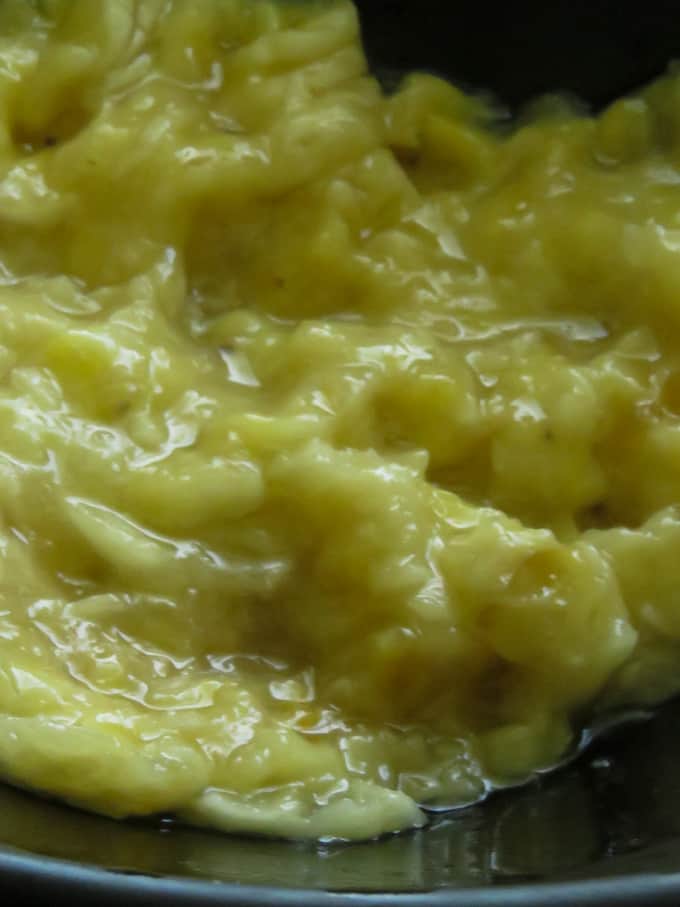 mashed banana with sugar to make pisang goreng(banana fritter)