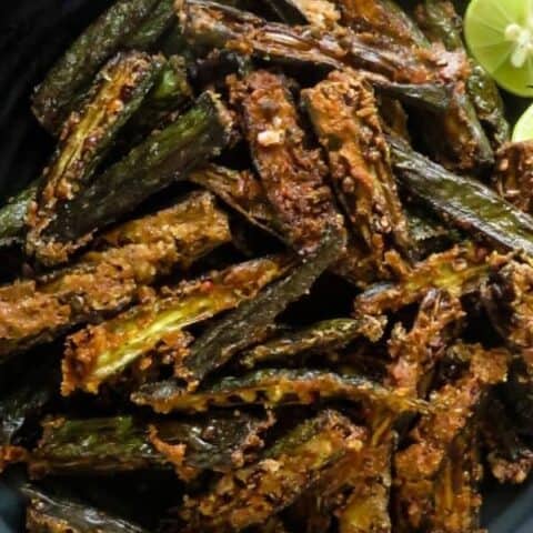 fried crispy okra fries(ladies finger, vegetarian, vegan)