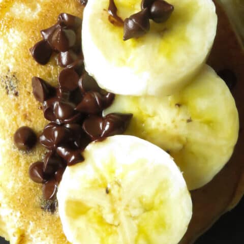 Banana chocolate chip pancakes in a blender