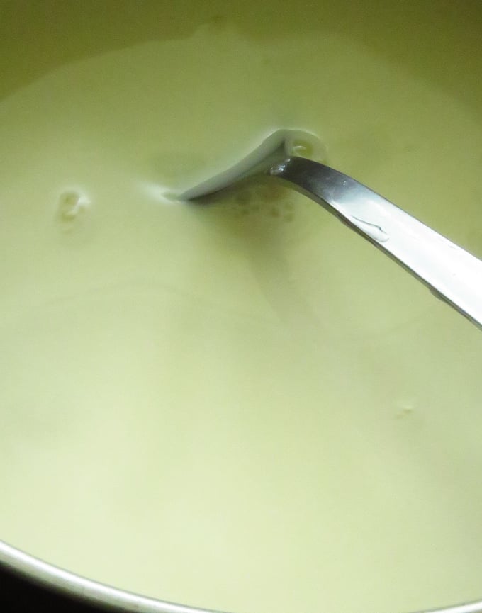 warming milk to make the custard pudding