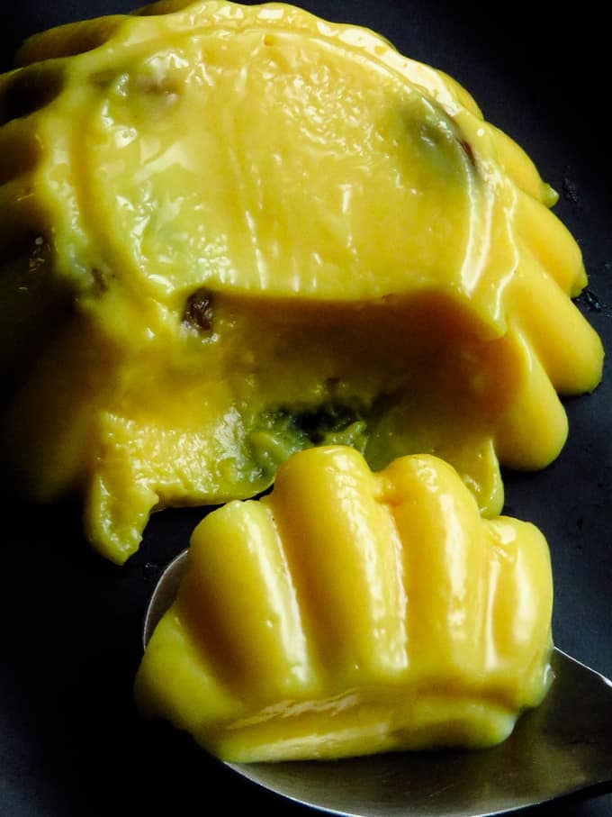 homemade custard pudding in a mould