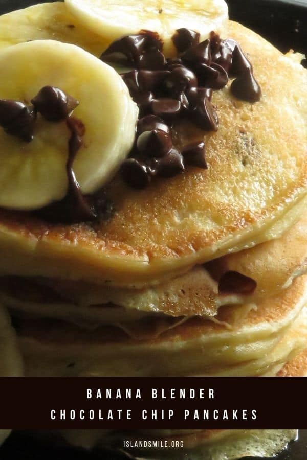 Fluffy soft pancakes dotted with loads of chocolate chips and blended banana makes these filling breakfast pancakes a special weekend treat for your family.