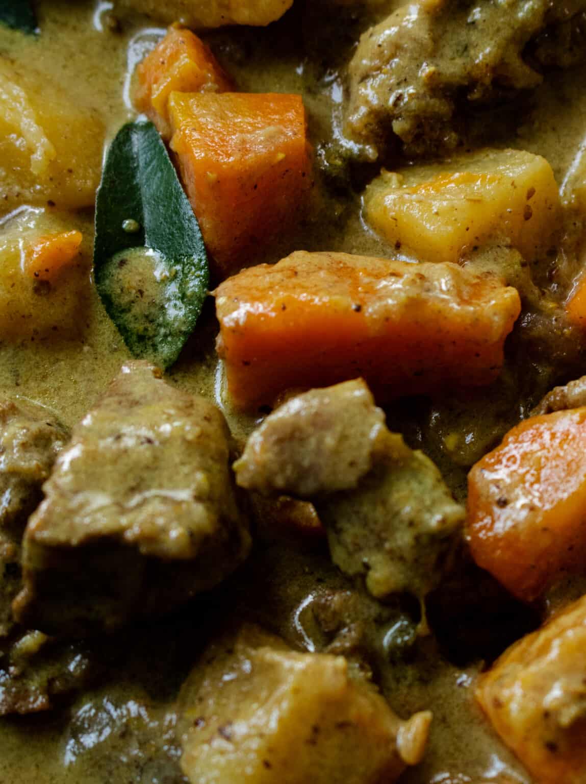 coconut curry beef stew with carrots and potatoes. ISLAND SMILE
