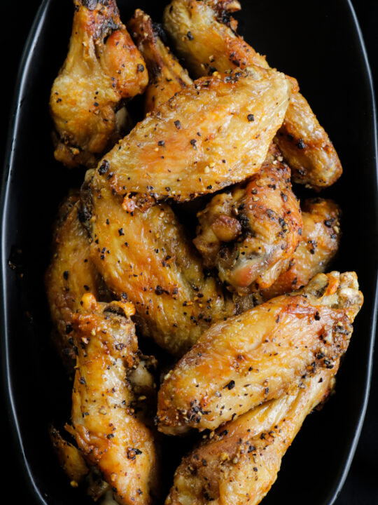 air fried chicken wings pon a platter