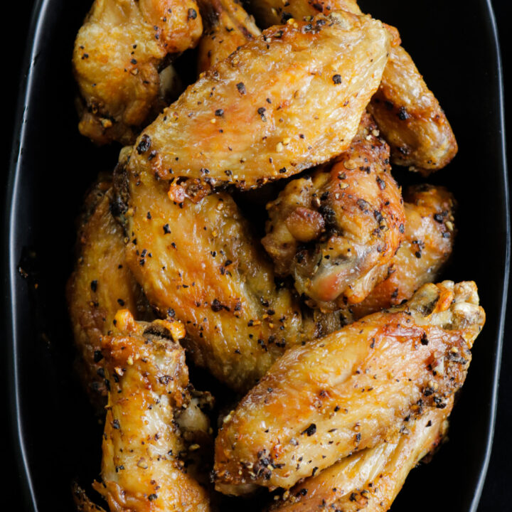 air fried chicken wings pon a platter