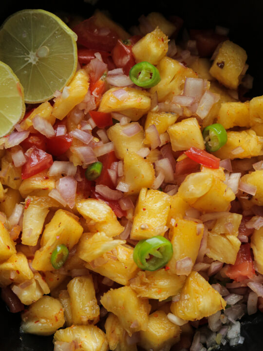 pineapple salsa served in a bowl