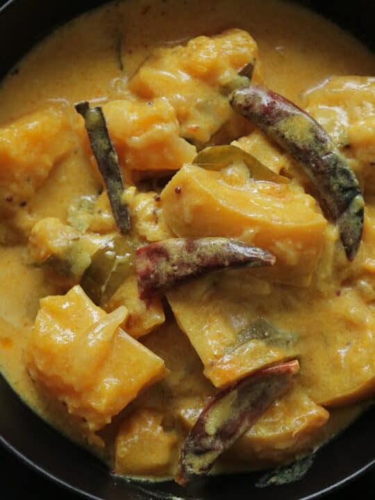 creamy butternut squash cooked and served in a bowl