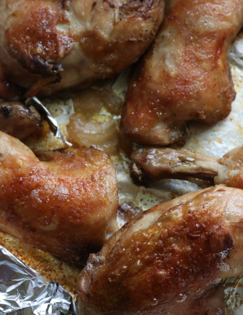 baked chicken quarters to make the chicken mandi rice.