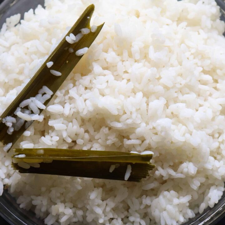 cooked rice served in a bowl