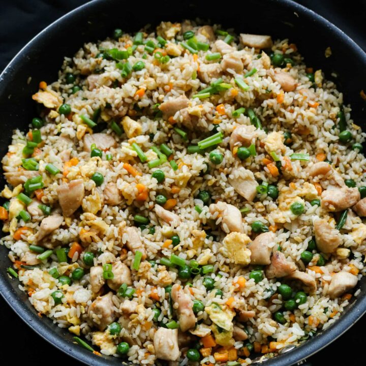 easy chicken fried rice cooked in a wok