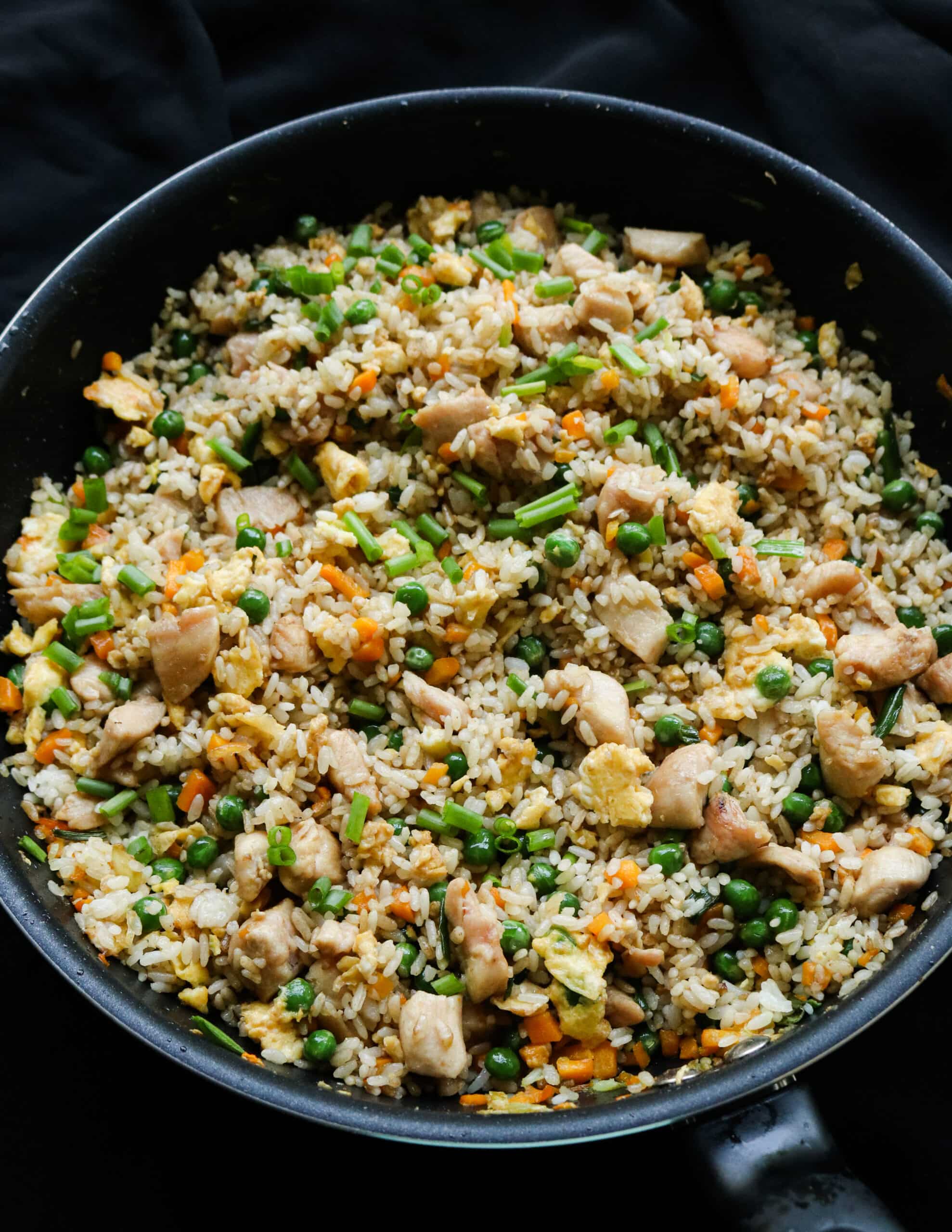 easy chicken fried rice cooked in a wok