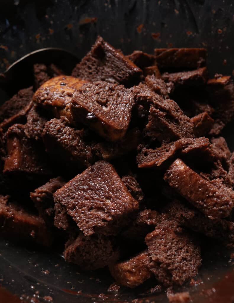 chocolate bread mixture to make the bread pudding