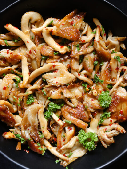 garlic oyster butter mushroom stir fry.