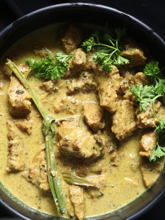 black pepper beef served in a bowl