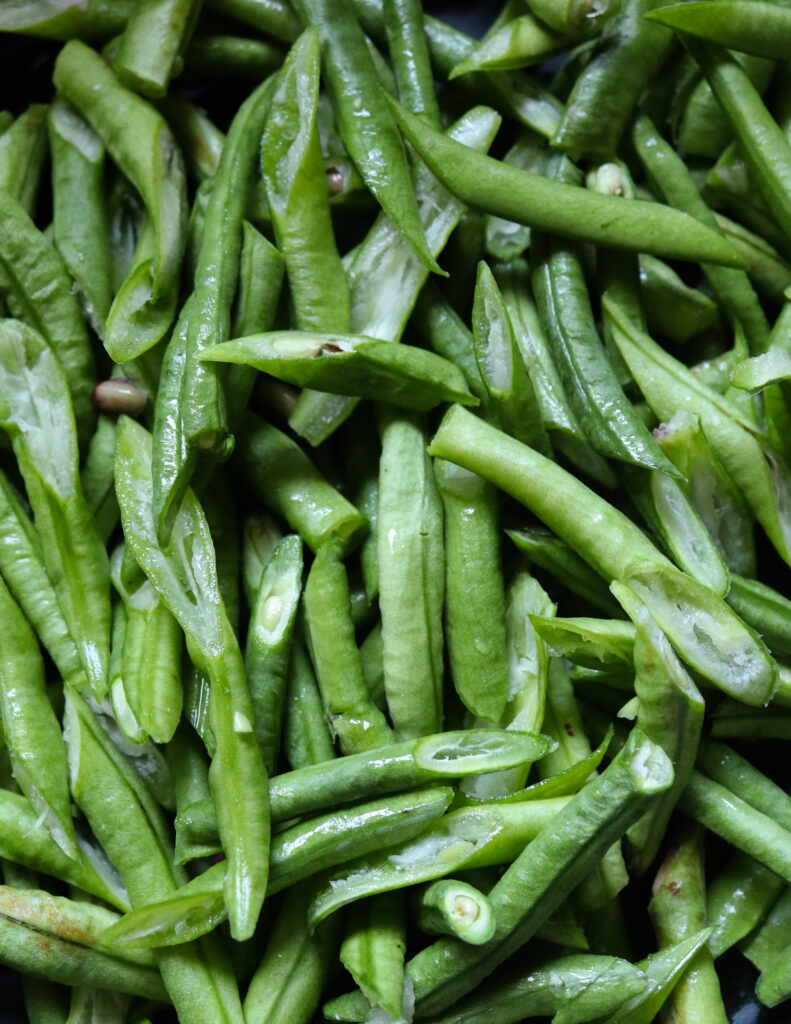 long beans cut and ready to be cooked.