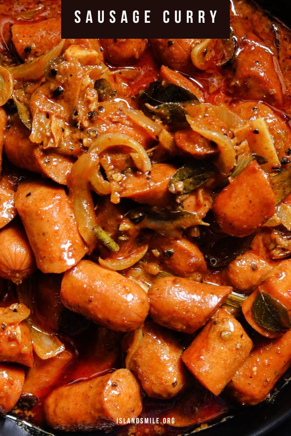 curried sausages cooked in coconut milk with curry leaves, onions and pandan leaves.