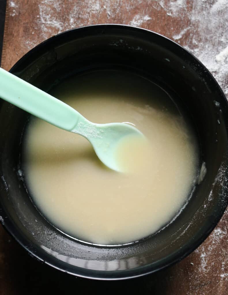 flour oil mix to stick the breads together to make roast paan.