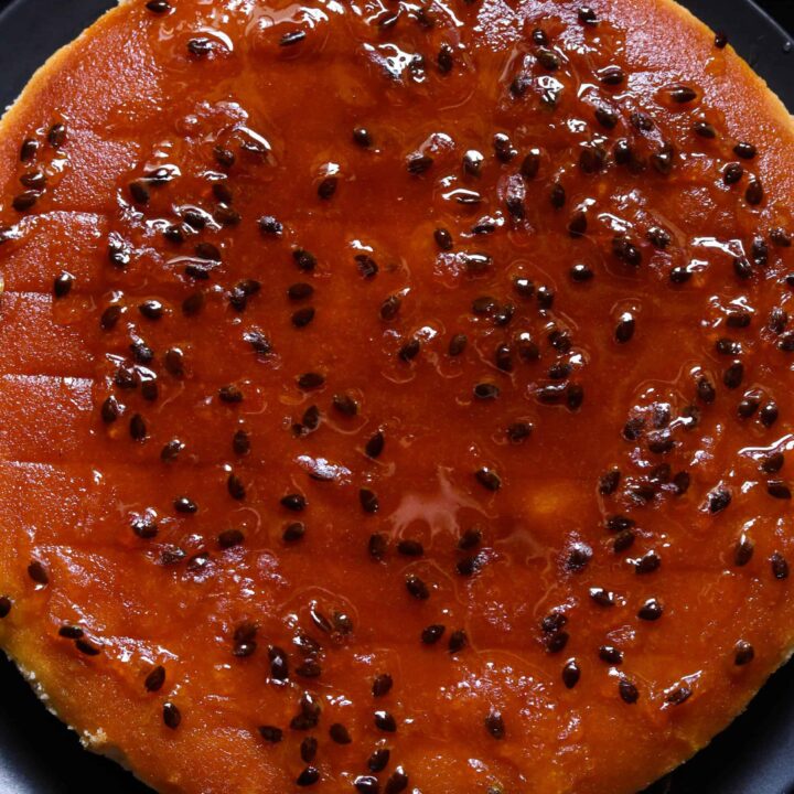 passion fruit cake with passion fruit syrup.