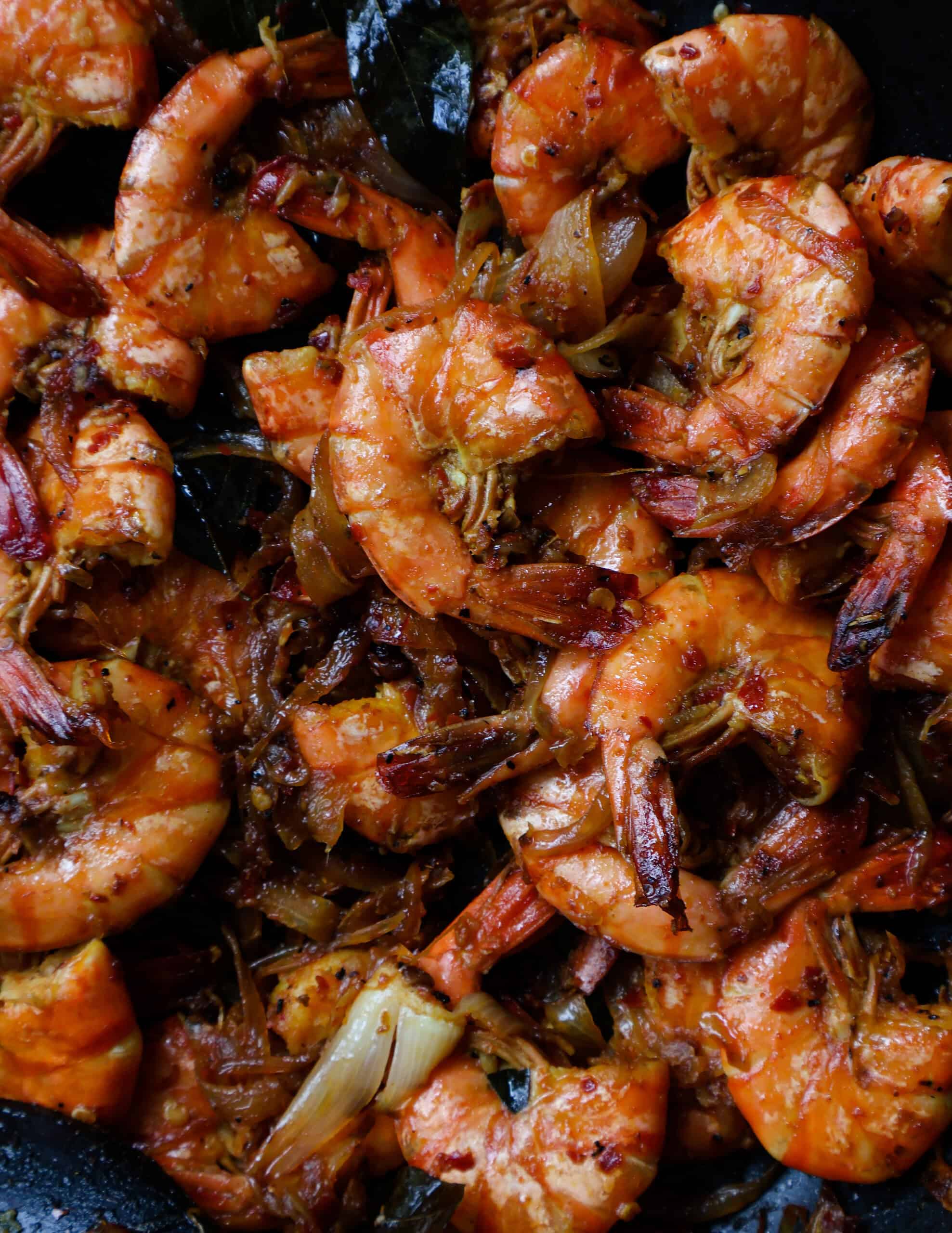 crunchy prawn stir fry cooked sri lankan style.